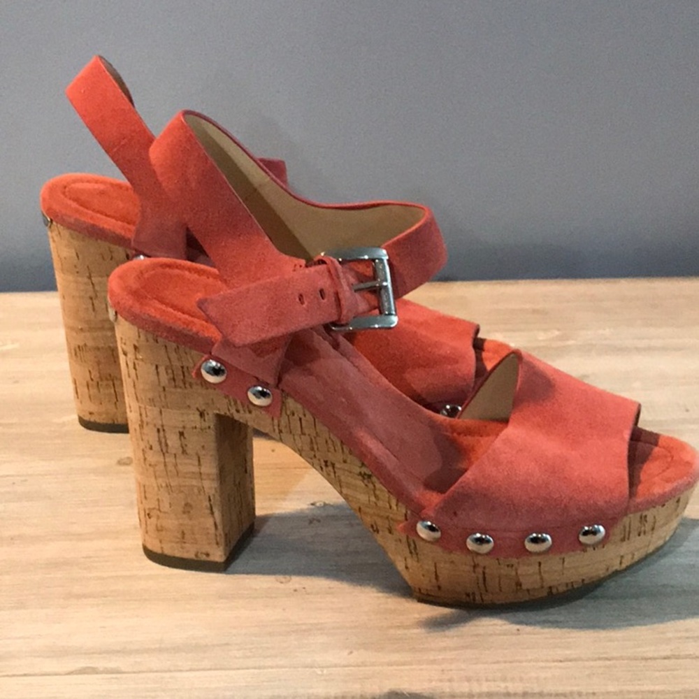 Michael Kors burnt orange suede platform sandal